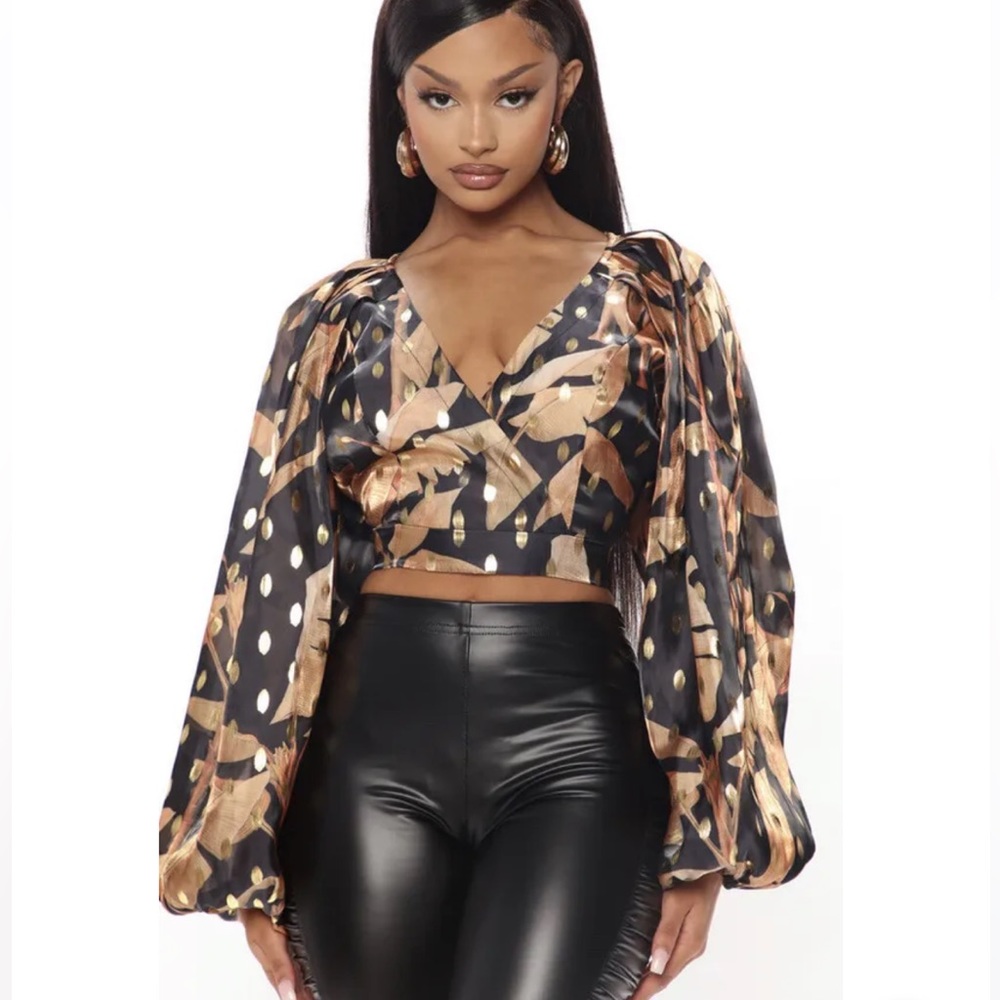 Women fashion nova spotlight shine top black combo size s nwt